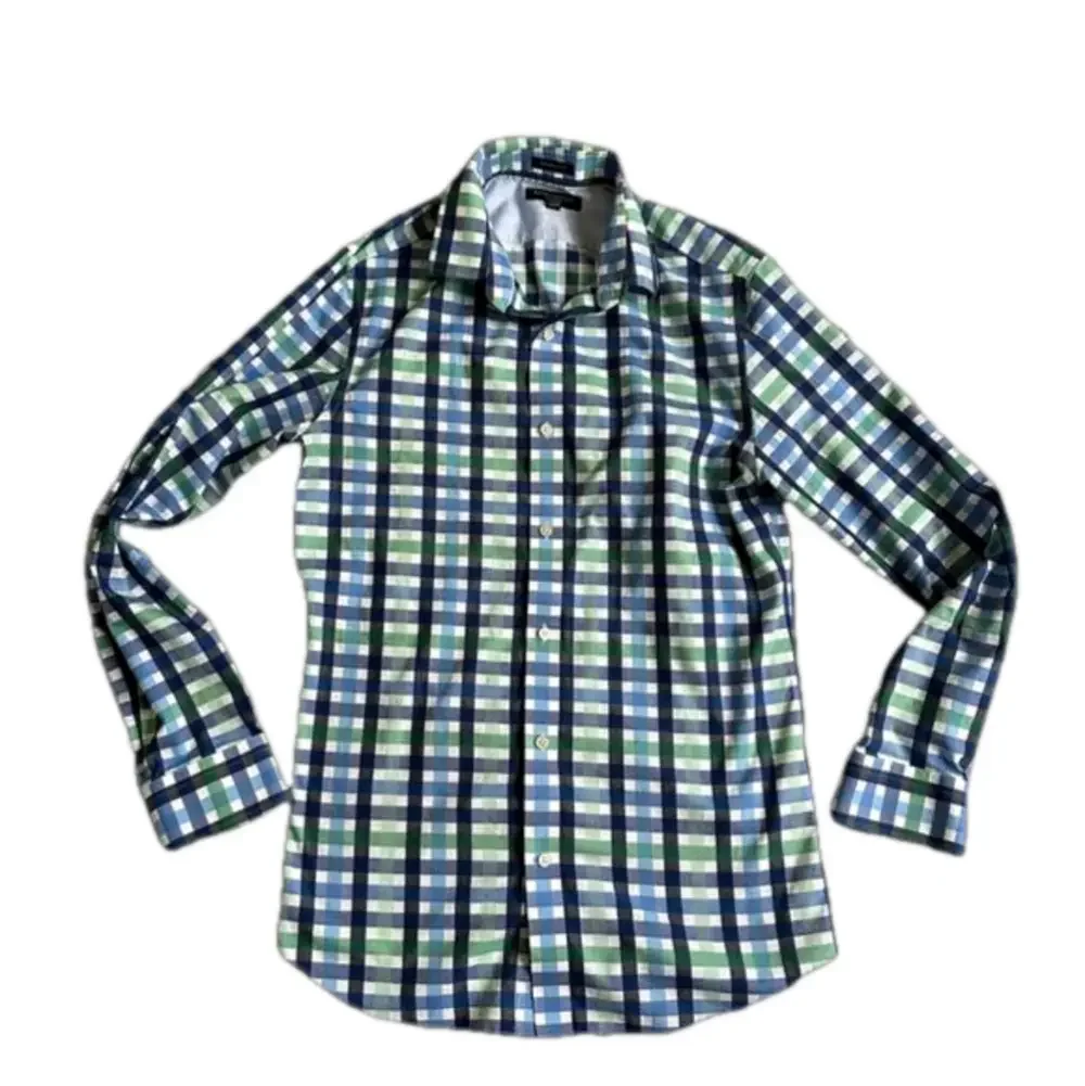 Men's Banana Republic Shirt, Blue & Green Plaid, Size M